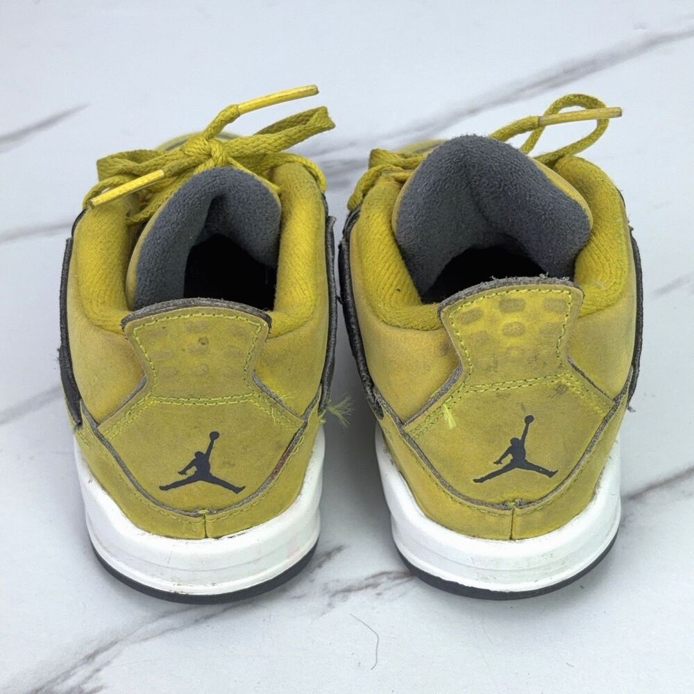 Nike Air Jordan 4 TD Retro Boy Size 9C Lightning Yellow BQ7670-700 Toddler Shoes - Picture 4 of 7